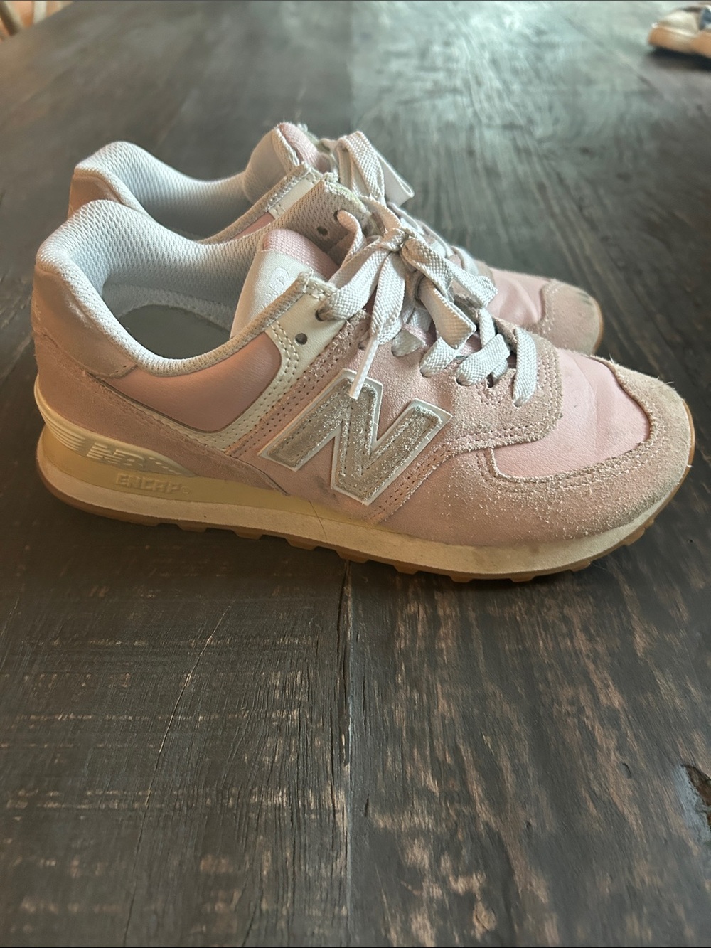 New Balance Light Pink Suede & Mesh Sneakers